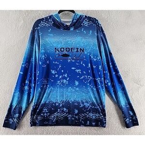 Koofin Gear Shirt Mens Small Blue Hooded High Performance Fishing Angler Boating